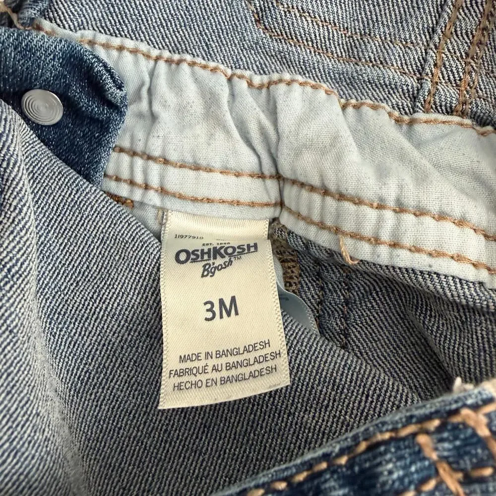 Oshkosh blue denim overalls red stripe straps